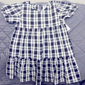 Black and cream plaid dress-3T never worn. Cotton /rayon Old Navy.